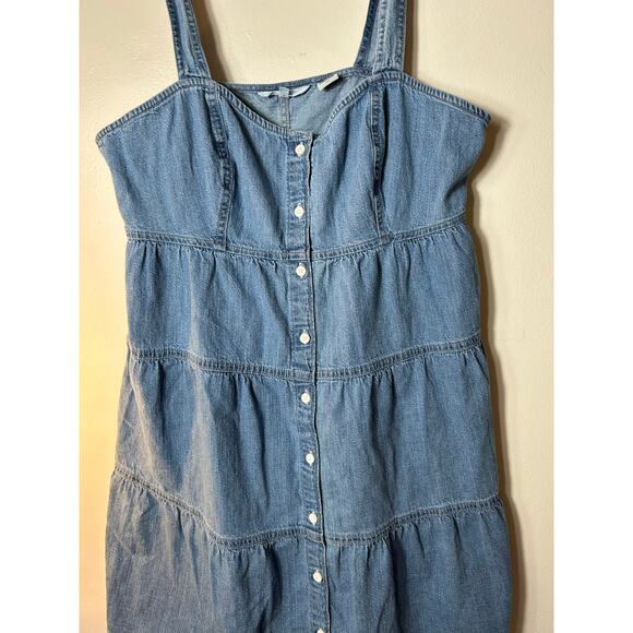 LEVI’S Women’s Denim Button Front Tiered Dress / Size: Large - Picture 8 of 9